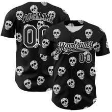 Load image into Gallery viewer, Custom Black White 3D Skull Authentic Baseball Jersey