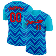 Load image into Gallery viewer, Custom Lakes Blue Fire Red Thunder Blue-Black 3D Esports Performance T-Shirt