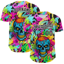 Load image into Gallery viewer, Custom Black White 3D Graffiti Skull Authentic Baseball Jersey
