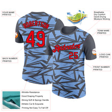 Load image into Gallery viewer, Custom Steel Gray Fire Red Light Blue-Black 3D Esports Performance T-Shirt