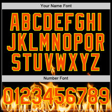 Load image into Gallery viewer, Custom Black Orange-Light Yellow 3D Flame? Skull Authentic Baseball Jersey