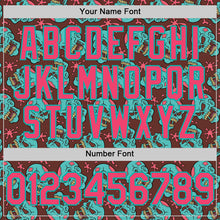 Load image into Gallery viewer, Custom Brown Neon Pink-Aqua 3D Zombie Skull Authentic Baseball Jersey