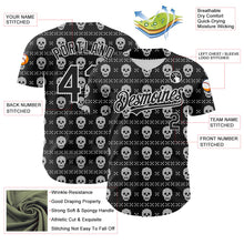 Load image into Gallery viewer, Custom Black White 3D Gothic Skull Authentic Baseball Jersey