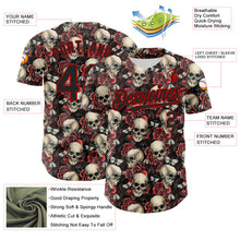 Load image into Gallery viewer, Custom Black Red 3D Skeleton And Flower Authentic Baseball Jersey