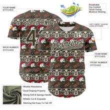 Load image into Gallery viewer, Custom Olive White 3D Punk Rock Skull Authentic Baseball Jersey