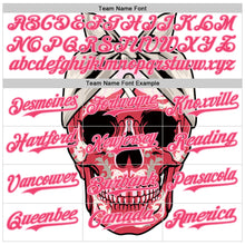 Load image into Gallery viewer, Custom White Neon Pink-Light Pink 3D Pink Ribbon Skull Authentic Baseball Jersey