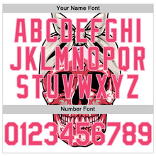 Load image into Gallery viewer, Custom White Neon Pink-Light Pink 3D Pink Ribbon Skull Authentic Baseball Jersey