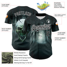 Load image into Gallery viewer, Custom Black White 3D Spooky Skull Authentic Baseball Jersey
