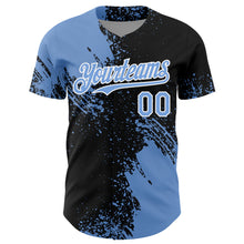 Load image into Gallery viewer, Custom Light Blue Black-White 3D Pattern Design Abstract Brush Stroke Authentic Baseball Jersey