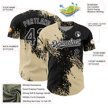Load image into Gallery viewer, Custom Cream Black-White 3D Pattern Design Abstract Brush Stroke Authentic Baseball Jersey