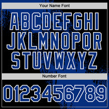 Load image into Gallery viewer, Custom Royal Black-White 3D Pattern Design Abstract Brush Stroke Authentic Baseball Jersey