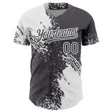 Load image into Gallery viewer, Custom White Steel Gray 3D Pattern Design Abstract Brush Stroke Authentic Baseball Jersey
