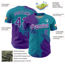 Load image into Gallery viewer, Custom Purple Teal-White 3D Pattern Design Abstract Brush Stroke Authentic Baseball Jersey