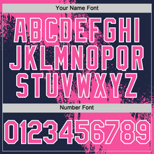 Load image into Gallery viewer, Custom Pink Navy-White 3D Pattern Design Abstract Brush Stroke Authentic Baseball Jersey