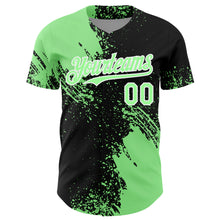 Load image into Gallery viewer, Custom Pea Green Black-White 3D Pattern Design Abstract Brush Stroke Authentic Baseball Jersey