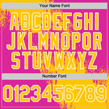 Load image into Gallery viewer, Custom Yellow Deep Pink-White 3D Pattern Design Abstract Brush Stroke Authentic Baseball Jersey