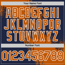 Load image into Gallery viewer, Custom Texas Orange Navy-White 3D Pattern Design Abstract Brush Stroke Authentic Baseball Jersey