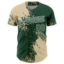 Load image into Gallery viewer, Custom Cream Green-White 3D Pattern Design Abstract Brush Stroke Authentic Baseball Jersey
