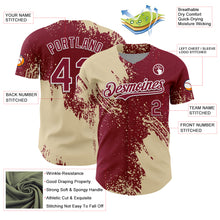 Load image into Gallery viewer, Custom Cream Crimson-White 3D Pattern Design Abstract Brush Stroke Authentic Baseball Jersey