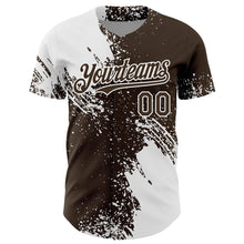 Load image into Gallery viewer, Custom White Brown 3D Pattern Design Abstract Brush Stroke Authentic Baseball Jersey