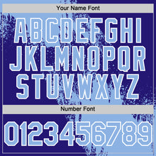 Load image into Gallery viewer, Custom Light Blue Dark Purple-White 3D Pattern Design Abstract Brush Stroke Authentic Baseball Jersey