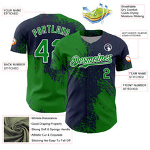 Load image into Gallery viewer, Custom Grass Green Navy-White 3D Pattern Design Abstract Brush Stroke Authentic Baseball Jersey