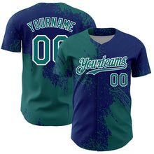 Load image into Gallery viewer, Custom Teal US Navy Blue-White 3D Pattern Design Abstract Brush Stroke Authentic Baseball Jersey