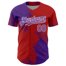 Load image into Gallery viewer, Custom Purple Red-White 3D Pattern Design Abstract Brush Stroke Authentic Baseball Jersey