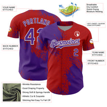 Load image into Gallery viewer, Custom Purple Red-White 3D Pattern Design Abstract Brush Stroke Authentic Baseball Jersey