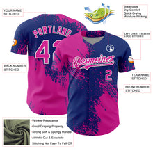 Load image into Gallery viewer, Custom Deep Pink Royal-White 3D Pattern Design Abstract Brush Stroke Authentic Baseball Jersey
