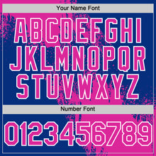 Load image into Gallery viewer, Custom Deep Pink Royal-White 3D Pattern Design Abstract Brush Stroke Authentic Baseball Jersey