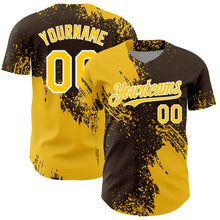 Load image into Gallery viewer, Custom Yellow Brown-White 3D Pattern Design Abstract Brush Stroke Authentic Baseball Jersey