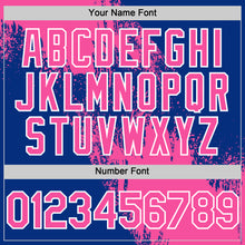 Load image into Gallery viewer, Custom Pink Royal-White 3D Pattern Design Abstract Brush Stroke Authentic Baseball Jersey