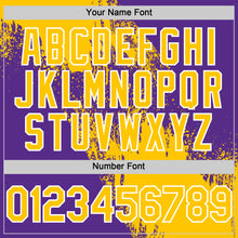 Load image into Gallery viewer, Custom Yellow Purple-White 3D Pattern Design Abstract Brush Stroke Authentic Baseball Jersey