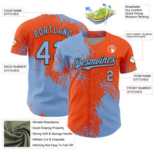 Load image into Gallery viewer, Custom Light Blue Orange-Black 3D Pattern Design Abstract Brush Stroke Authentic Baseball Jersey