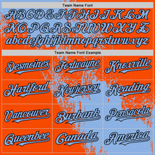 Load image into Gallery viewer, Custom Light Blue Orange-Black 3D Pattern Design Abstract Brush Stroke Authentic Baseball Jersey
