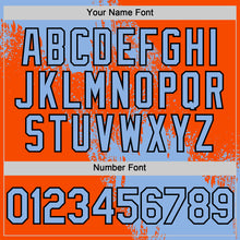 Load image into Gallery viewer, Custom Light Blue Orange-Black 3D Pattern Design Abstract Brush Stroke Authentic Baseball Jersey