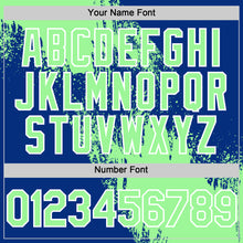 Load image into Gallery viewer, Custom Pea Green Royal-White 3D Pattern Design Abstract Brush Stroke Authentic Baseball Jersey