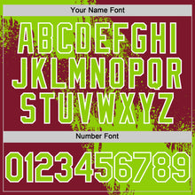 Load image into Gallery viewer, Custom Neon Green Crimson-White 3D Pattern Design Abstract Brush Stroke Authentic Baseball Jersey