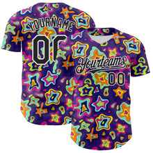 Load image into Gallery viewer, Custom Purple Black-White 3D Pattern Design Rave Psychedelic Fluid Art Authentic Baseball Jersey
