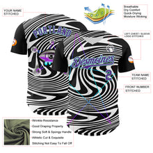 Load image into Gallery viewer, Custom Black Purple-Ice Blue 3D Pattern Design Rave Psychedelic Fluid Art Authentic Baseball Jersey