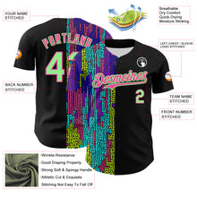 Load image into Gallery viewer, Custom Black Pea Green-Pink 3D Pattern Design Rave Psychedelic Neon Fluid Art Authentic Baseball Jersey