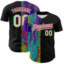 Load image into Gallery viewer, Custom Black Pea Green-Pink 3D Pattern Design Rave Psychedelic Neon Fluid Art Authentic Baseball Jersey