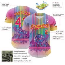 Load image into Gallery viewer, Custom Pink Hot Pink-Light Yellow 3D Pattern Design Rave Psychedelic Neon Music Disco Authentic Baseball Jersey