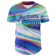 Load image into Gallery viewer, Custom White Royal 3D Pattern Design Rave Psychedelic Holographic Vaporwave Style Authentic Baseball Jersey