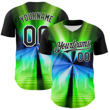 Load image into Gallery viewer, Custom Black White 3D Pattern Design Rave Psychedelic Aurora Authentic Baseball Jersey