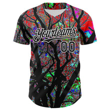 Load image into Gallery viewer, Custom Black White 3D Pattern Design Rave Psychedelic Tree Authentic Baseball Jersey