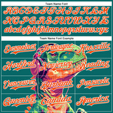 Load image into Gallery viewer, Custom Teal Orange-White 3D Pattern Design Rave Psychedelic Dinosaur Authentic Baseball Jersey