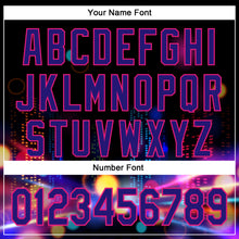 Load image into Gallery viewer, Custom Black Dark Purple-Hot Pink 3D Pattern Design Rave Psychedelic City Neon Authentic Baseball Jersey