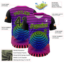 Load image into Gallery viewer, Custom Black Neon Green 3D Pattern Design Rave Psychedelic Geometry Authentic Baseball Jersey
